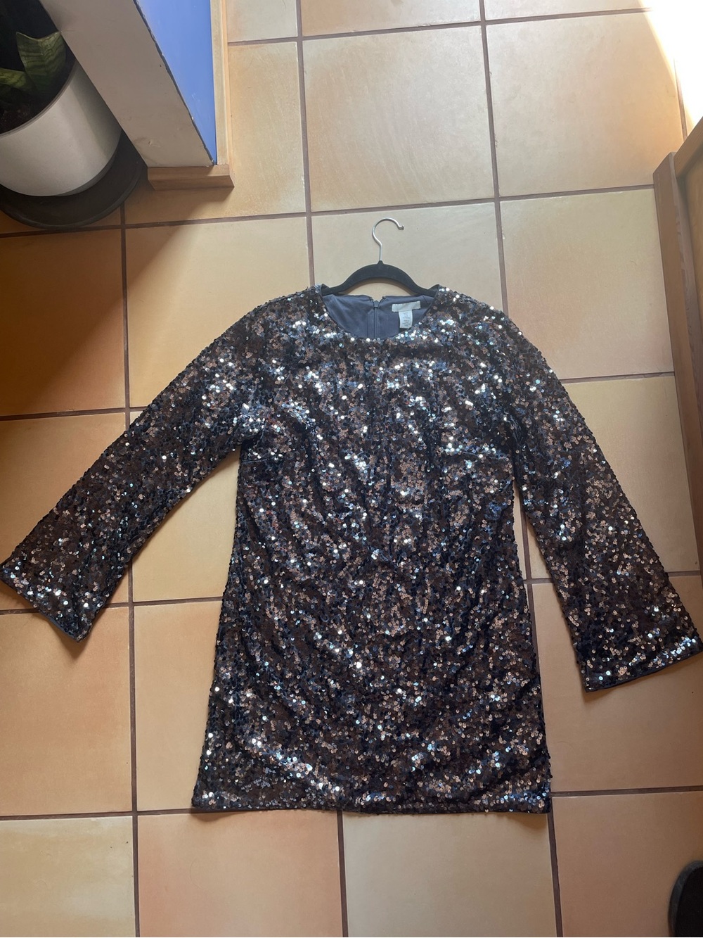 H&M Gunmetal Dress with Copper and Silver Sequins